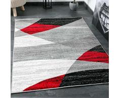 Wohnzimmer Teppich Modern Geometrisches Muster Gestreift Meliert in Rot Grau Weià Schwarz I ÃKO TEX Zertifiziert I VIMODA, MaÃe:60 x 110 cm