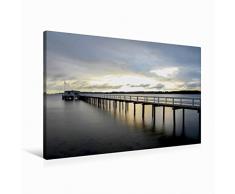 Premium Textil-Leinwand 90 cm x 60 cm quer Sonnenaufgang vor Kiel | Wandbild, Bild auf Keilrahmen, Fertigbild auf echter Leinwand, Leinwanddruck