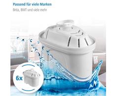 Xavax Wasserfilterkartuschen, 6er-Pack, für Filterkannen von Brita und BWT, Tischwasserfilter, Ersatz-Kartusche/Filterpatrone