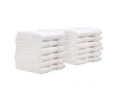 iDesign 12er-Set kleine Handtücher, Waschlappen mit gewebter Verzierung aus Baumwolle, weiches Handtuch Set zum Gesicht- und Händewaschen oder für Dusche und Badewanne, weiß