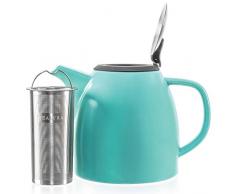 Tealyra - Drago Keramik Teekanne - Ceramic Teapot Turquoise - 1100ml (4-6 cups) - Large Stylish Teapot with Stainless Steel Lid and Extra-Fine Infuser To Brew Loose Leaf Tea - Dishwasher-safe