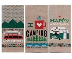 Kay Dee Designs Geschirrtuch für Camping Adventures Chambray, 3-teiliges Set, Set enthält: Have an Adventure – I Heart Camping – Happy Camper