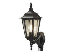 Konstsmide Firenze 7236-750 Wandleuchte / B: 22cm T: 29cm H: 48cm / 1x100W / IP44 / lackiertes Aluminium / matt-schwarz / mit BWM