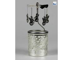 Kerzenfarm Hahn Glaskarussell Teelichthalter Windlicht 84376 Motiv SCHNEEMANN Größe 16 x 6 x 6 cm Glaskarussel, Glas, Silber 6 cm