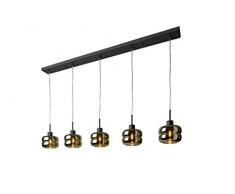 Villeroy&Boch Havanna Pendelleuchte, Metall, 40 W, Schwarz/Gold, H 150 cm, L 120 cm, Ø 16 cm