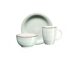 Mäser, Serie Bel Tempo, handbemaltes Keramik Frühstücksset 6-teilig, für 2 Personen, in der Farbe Hellgrün