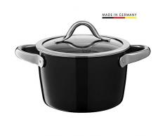 Silit Vitaliano Nero Kochtopf hoch 18cm, Glasdeckel, Fleischtopf 2,7l, Silargan Funktionskeramik, Topf Induktion, schwarz