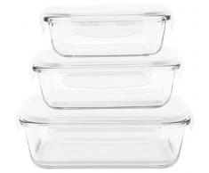 Pebbly pkv-3srb Boxen-Set, 3 Gerichte/rechteckig aus Glas transparent 21 x 15, 5 x 15 cm
