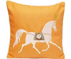 Kare Design Kissen Classy Horse Orange 45x45cm, Orangenes Dekokissen mit Pferdemotiv in Weiß, quadratisches Kissen für das Sofa, (H/B/T) 45x45x8cm