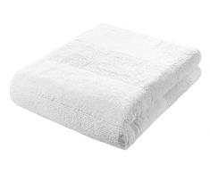 fleuresse Frottier 2828 großes Badetuch, mit Streifenbordüre und Kordelaufhänger, Ökotex Standard 100, Gewicht 550 gr. pro m², 90 x 200 cm, weiß