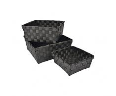 Douceur dIntérieur Flechtkorb, 3er-Set, 21,5 x 21,5 x 9 cm schwarz