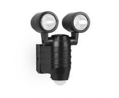 Smartwares Doppelspot LED-Sicherheitsleuchte mit Bewegungsmelder, batteriebetrieben, 2 x 200 lm, Plastik, 4 W, Schwarz, 10,3 x 14,5 x 19,4 cm