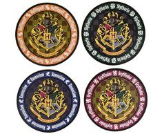 HARRY POTTER Hogwarts Crest Round Colored Coaster 4-Pack Untersetzer, Kork, Mehrfarbig, One Size