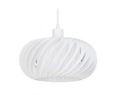 Relaxdays, weiß Hängelampe, Gitter-Optik, runder Schirm, E27 Fassung, 60W, Kunststoff, Stahl, Pendelleuchte, Ø 31 cm, 125 x 31 x 31 cm