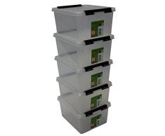 Orthex 35210705 5er Set Clipbox Smart Store Classic 2 Aufbewahrungsbox Plastik 21 x 17 x 11 cm, Transparent