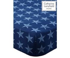 Catherine Lansfield Stars and Stripes Fitted Sheet Spannbetttuch, amerikanisches Flaggendesign, für Doppelbett, Multi, Laken Einzelbett