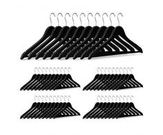 Relaxdays Kleiderbügel im 50er Set, Hosenstange, für Röcke, Hemden, Jacken, Haken 360° drehbar, stabil, Holz, schwarz
