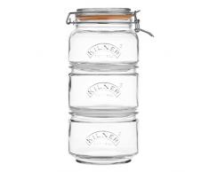 Kilner Stapelbare 3er Set je 900 ml Vorratsglas, Glas, transparent, One Size