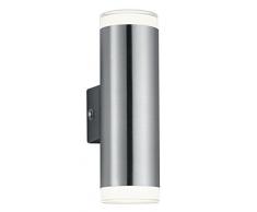 Reality Leuchten R28212107 Aracati A+, LED Außen-Wandleuchte, Metall, 2x4 Watt, Integriert, Nickel matt, 8 x 5.2 x 16.6 cm