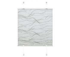 Gardinia Plissee zum Klemmen, Blickdichtes Faltrollo, Alle Montage-Teile inklusive, EASYFIX Plissee Katy Wave verspannt mit zwei Bedienschienen, Weiß, 100 x 130 cm (BxH)