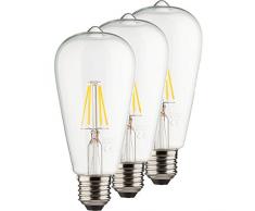 MÜLLER-LICHT 400206 A++, 3er-SET Retro-LED Lampe ST64 ersetzt 60 W, Glas, E27, weiß, 6.4 x 6.4 x 14 cm dimmbar