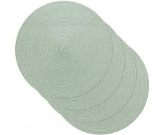 Venilia Tischset Grün Rund, Platzset, Tischwäsche, Platzdeckchen für Esszimmer, gewebt, 4er Set, lebensmittelecht, 38 cm, 4 Stück, 59123