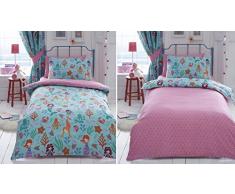 Kidz Club wendbar Design Meerjungfrau doppelte Bettwäscheset, Bettbezug und 2 Kissenbezüge Bettwäsche Bett-Set für Mädchen, Blau