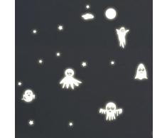 Wandkings Geister und Sterne, 198 Sticker, extra starke Leuchtkraft, Wandsticker Leuchtaufkleber, Fluoreszierend und im Dunkeln leuchtend