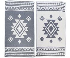 Bersuse Uxmal Handgewebtes türkisches Handtuch, 100% Baumwolle, 94 x 178 cm, Dunkelblau