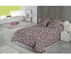 SABANALIA Letras Bedruckte Tagesdecke, Buchstaben-Motiv Cama de 90 - 180 x 280 Schokoladenbraun