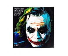 Pop Art Superhelden-Zitate [Batman - The Dark Knight] gerahmtes Acryl-Leinwand, Kunstdruck, modernes Wanddekoration, 25,4 x 25,4 cm 10 x 10 inch Joker
