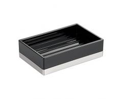 iDesign 41082EU Clarity Seifenschale für Bad Waschtisch, Küchenspüle, 12,7 x 8,3 x 3,4 cm, schwarz/brushed, plastik