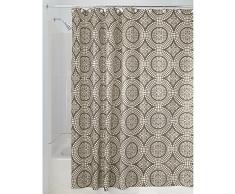 InterDesign Medallion Textil Duschvorhang | 183 cm x 183 cm Duschabtrennung für Badewanne und Duschwanne | Vorhang aus Stoff mit verstärkter Oberkante | Polyester braun