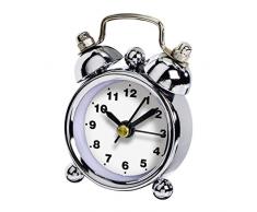 Hama Nostalgie Wecker, Chrom, Weiß, Mini