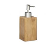 Relaxdays Seifenspender Bambus eckig, manuell, HxBxT: 18 x 6,5 x 8 cm, Lotionspender, natur