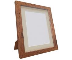 FRAMES BY POST H7 Bilderrahmen, mit weißem Passepartout, 25 mm breit, Weiß, Rustic Oak, 12 x 10 Image Size 10 x 8 Inch Plastic Glass