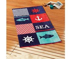 Ligne Decor 1800642 Strandtuch - Maritim Design, Mehrfarbig (Sea), 70cm x 150cm