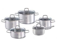 Fissler viseo / Edelstahl-Topfset, 5-teilig, Kochtopf-Set, Töpfe mit Glas-Deckel, Induktion, alle Herdarten (3 Kochtöpfe, 1 Bratentopf, 1 Stielkasserolle)