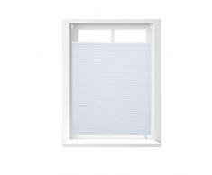 Relaxdays Plissee Rollo ohne Bohren, Klemmfix zum Kleben, Faltrollo lichtdurchlässig, Faltstore weiß, B x H: 90 x 130 cm