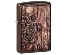 Zippo Unisex-Erwachsene Wood Mandala Design Brown Matte Pocket Classic Lighter, braun, One Size