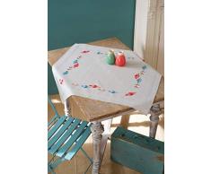 Vervaco PN-0157563 Tischdecke vorgezeichnet Klassische Stickerei Stickpackung, Baumwolle, weiÃ, 80 x 80 x 0,30 cm