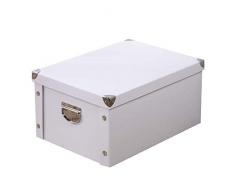 Guozi Dekorative Aufbewahrungsbox mit Deckel - zusammenklappbar stapelbar - Metallverstärkte Ecken (Weiß, 35 * 25 * 17.5cm)