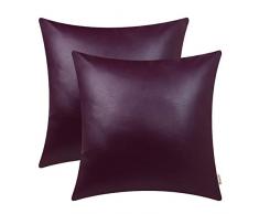 BRAWARM Kissenbezüge für Couch Sofa Bett Solide Kunstleder Weiche Kissenbezüge strapazierfähig Home Decor Akzent Beidseitig 2 Stück Modern 20 X 20 Inches - 2 Pcs deep Purple