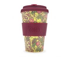 Ecoffee Cup William Morros Kaffeebecher, 400 ml, aus Bambusfaser, mit Seegras-Design, tropfsicherer Deckel und spülmaschinenfest