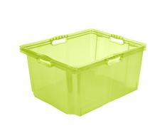 keeeper Aufbewahrungsbox mit integrierten Griffen, Größe: XXL, 52 x 43 x 26 cm, 44 l, Franz, Grün Transparent