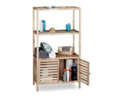 Relaxdays Badschrank Holz mit 4 Ablagen, breites Badregal, Walnuss Regal Bad u. Küche, HxBxT: 123 x 68 x 36 cm, natur