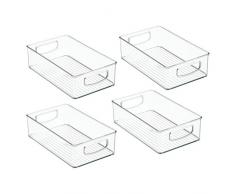 InterDesign 64330M4EU Organizer für Kühlschrank Gefrierschrank, Schrank, Speisekammer - 4 Stück 25,4 x 15,24 x 7,62 cm, Durchsichtig, Plastik, Clear