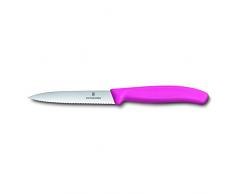 Victorinox Swiss Classic Gemüsemesser mit Wellenschliff, 10 cm Klinge, Mittelspitz, Spülmaschinengeeignet, Edelstahl, pink rosa