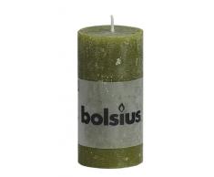 Rustic Stumpenkerze, Paraffinwachs, olivgrün