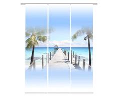 Home Fashion Digitaldruck Schiebevorhang 3er Set, Stoff, blau, 245 x 60 x 245 cm, 3-Einheiten